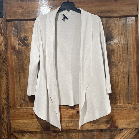 Eileen Fisher Shaped‎ Silk/Organic Cotton Cardigan Sand/Beige Sz XL - Picture 1 of 6